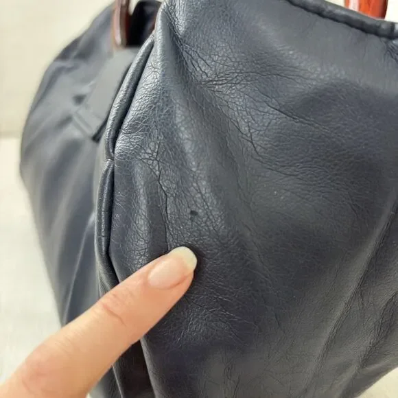 Vintage JR Florida USA Navy Blue Handbag Purse Bakelite Handles MCM Mod 50s 60s - Picture 12 of 15